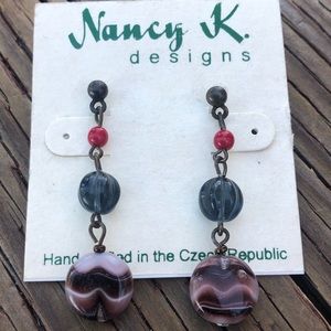 VTG Nancy K Design Gemstone Bead Dangle Earring